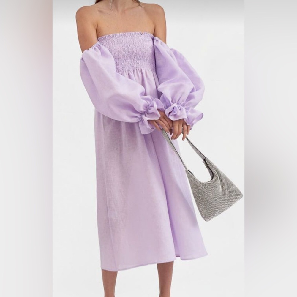 Sleeper Atlanta Smocked Linen Dress